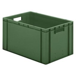 Bac gerbable normes Europe à parois et fond pleins, L x l x h 600 x 400 x 320 mm, vert, lot de 5