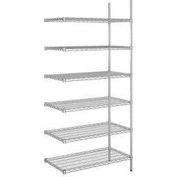 Rayonnage en fil d'acier chromé, charge max. admissible par tablette 150 kg, l x p 910 x 610 mm, rayonnage additionnel, hauteur 2180 mm, 6 tablettes