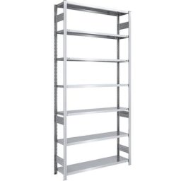 eurokraft pro Rayonnage emboîtable de stockage galvanisé, h x l 3000 x 1300 mm, avec 7 tablettes en acier, rayonnage de base, charge max. / tablette 215 kg, profondeur 400 mm