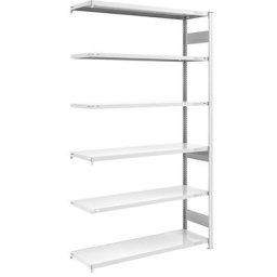 eurokraft pro Rayonnage emboîtable de stockage, gris, h x l 2500 x 1300 mm, avec 6 tablettes en acier, rayonnage additionnel, charge max. / tablette 230 kg, profondeur 500 mm