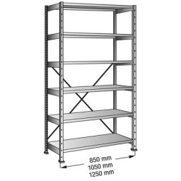 Rayonnage emboîtable CLEANA, rayonnage de base, largeur tablettes 1000 mm, 6 tablettes, profondeur tablettes 1000 mm, charge max. / tablette 340 kg