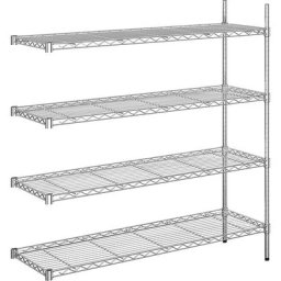 Rayonnage en fil d'acier chromé, charge max. par tablette 100 kg, l x p 1220 x 460 mm, rayonnage additionnel, hauteur 1370 mm, 4 tablettes