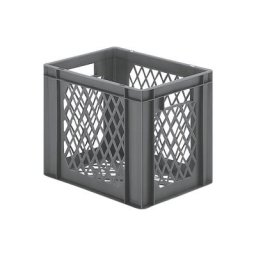 Bac gerbable normes Europe à parois et fonds ajourés, L x l x h 400 x 300 x 320 mm, gris, lot de 5