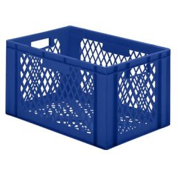 Bac gerbable normes Europe à parois et fonds ajourés, L x l x h 600 x 400 x 320 mm, bleu, lot de 5