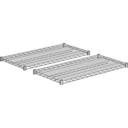 Tablette pour rayonnage grillagé en fil d'acier, chromée, charge max. par tablette 250 kg, largeur 910 mm, profondeur 460 mm, lot de 2