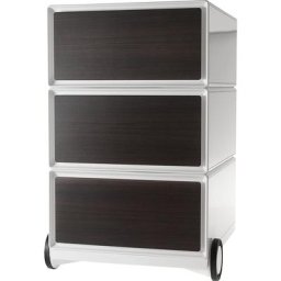 Paperflow Caisson roulant easyBox®, 3 tiroirs, blanc / wengé