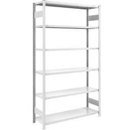 eurokraft pro Rayonnage emboîtable de stockage, gris, h x l 2500 x 1300 mm, avec 6 tablettes en acier, rayonnage de base, charge max. / tablette 185 kg, profondeur 500 mm