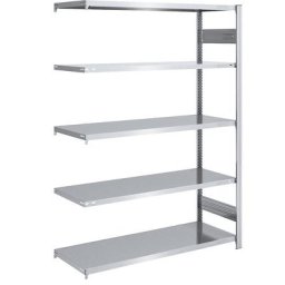 eurokraft pro Rayonnage emboîtable de stockage galvanisé, h x l 2000 x 1300 mm, avec 5 tablettes en acier, rayonnage additionnel, charge max. / tablette 240 kg, profondeur 600 mm