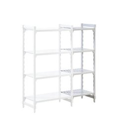 Rayonnage emboîtable modulaire en plastique PREMIUM, l x p tablettes 600 x 600 mm, rayonnage additionnel, largeur 635 mm, tablette crantée