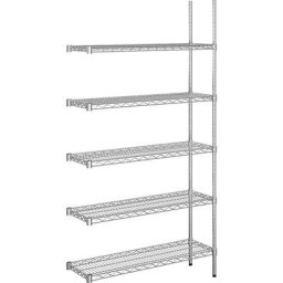 Rayonnage en fil d'acier chromé, charge max. admissible par tablette 150 kg, l x p 910 x 360 mm, rayonnage additionnel, hauteur 1880 mm, 5 tablettes