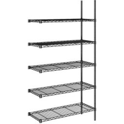 Rayonnage en fil d'acier noir, charge max. par tablette 100 kg, l x p 910 x 460 mm, rayonnage additionnel, hauteur 1880 mm, 5 tablettes
