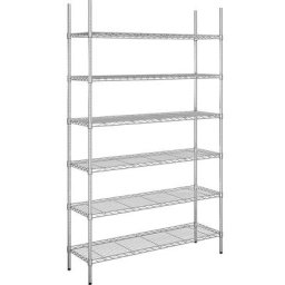 Rayonnage en fil d'acier chromé, charge max. par tablette 100 kg, l x p 1220 x 460 mm, rayonnage de base, hauteur 2180 mm, 6 tablettes