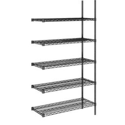 Rayonnage en fil d'acier noir, charge max. par tablette 250 kg, l x p 910 x 460 mm, rayonnage additionnel, hauteur 1880 mm, 5 tablettes