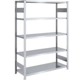 eurokraft pro Rayonnage emboîtable de stockage galvanisé, h x l 2000 x 1300 mm, avec 5 tablettes en acier, rayonnage de base, charge max. / tablette 190 kg, profondeur 600 mm