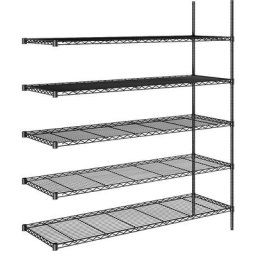 Rayonnage en fil d'acier noir, charge max. par tablette 100 kg, l x p 1520 x 610 mm, rayonnage additionnel, hauteur 1880 mm, 5 tablettes