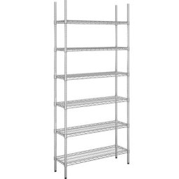 Rayonnage en fil d'acier chromé, charge max. admissible par tablette 150 kg, l x p 910 x 360 mm, rayonnage de base, hauteur 2180 mm, 6 tablettes