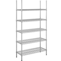 Rayonnage en fil d'acier chromé, charge max. admissible par tablette 250 kg, l x p 910 x 460 mm, rayonnage de base, hauteur 1880 mm, 5 tablettes