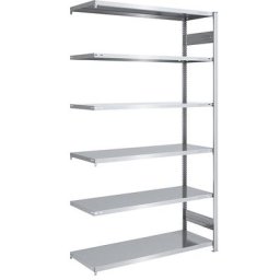 eurokraft pro Rayonnage emboîtable de stockage galvanisé, h x l 2500 x 1300 mm, avec 6 tablettes en acier, rayonnage additionnel, charge max. / tablette 190 kg, profondeur 600 mm
