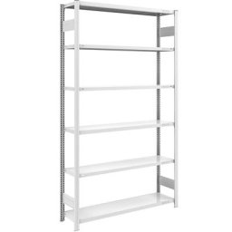 eurokraft pro Rayonnage emboîtable de stockage, gris, h x l 2500 x 1300 mm, avec 6 tablettes en acier, rayonnage de base, charge max. / tablette 180 kg, profondeur 400 mm
