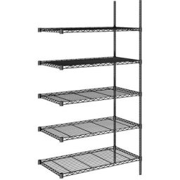 Rayonnage en fil d'acier noir, charge max. par tablette 100 kg, l x p 910 x 610 mm, rayonnage additionnel, hauteur 1880 mm, 5 tablettes