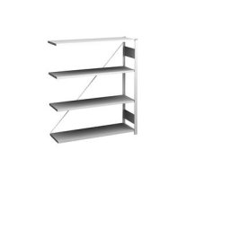 hofe Rayonnage bas emboîtable, gris clair, hauteur 1200 mm, 4 tablettes, rayonnage additionnel, profondeur tablettes 300 mm, charge max. / tablette 150 kg