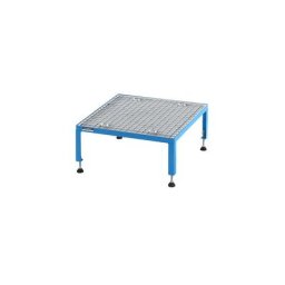 eurokraft pro Plate-forme de travail réglable en hauteur de 255 à 320 mm, avec plate-forme en caillebotis, L x l plate-forme 610 x 610 mm, bleu clair