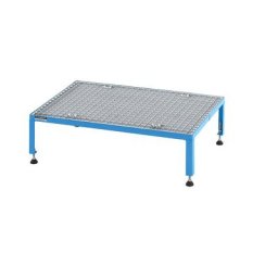eurokraft pro Plate-forme de travail réglable en hauteur de 255 à 320 mm, avec plate-forme en caillebotis, L x l plate-forme 910 x 610 mm, bleu clair
