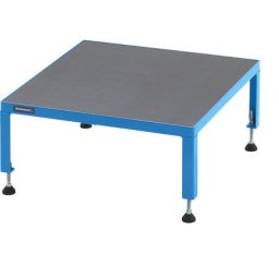 eurokraft pro Plate-forme de travail réglable en hauteur de 255 à 320 mm, avec plate-forme en multiplis antidérapant, L x l plate-forme 610 x 610 mm, bleu clair