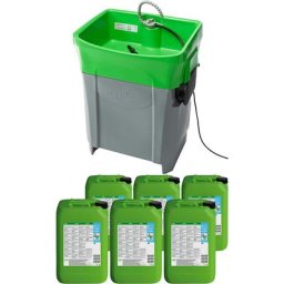 Bio-Circle Appareil de nettoyage de pièces GT COMPACT, kit comprenant 6 x 20 litres de produit nettoyant industriel, l x p utiles 700 x 480 mm