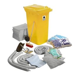 Kit d'urgence anti-fuites, dans un conteneur en plastique, version universelle