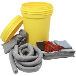 eurokraft basic Kit d'urgence anti-fuites, dans un fût de sécurité, capacité d'absorption 100 l, version universelle, grise, à partir de 2 pièces