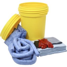 eurokraft basic Kit d'urgence anti-fuites, dans un fût de sécurité, capacité d'absorption 100 l, version pour huile, bleue, à partir de 2 pièces
