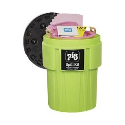 PIG Kit d'urgence dans un fût coloris signalisation de 360 litres, version produits chimiques, absorbe 236,8 l