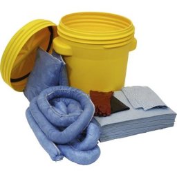 eurokraft basic Kit d'urgence anti-fuites, dans un fût de sécurité, capacité d'absorption 75 l, version pour huile, bleue, à partir de 2 pièces