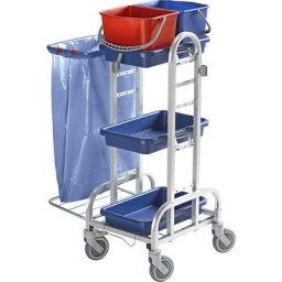 eurokraft pro Chariot d'entretien en inox, avec 2 seaux de 10 l, roulettes en plastique