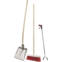 FLORA Kit d'ustensiles, pince ramasse-déchets, balai, pelle, pour nettoyage extérieur