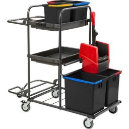 Vermop Chariot d'entretien MISTRAL, L x l x h 1070 x 590 x 1070 mm, 2 seaux de 17 litres, 3 seaux de 6 litres