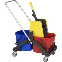 Vermop Chariot de nettoyage AQUVA, avec timon et manche télescopique, 2 seaux de 17 litres