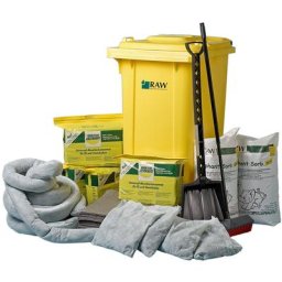 Conteneur d'urgence anti-fuites, flexibles d'aspiration, coussins absorbants, h x l x p 1070 x 580 x 730 mm