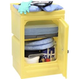 Armoire de produits absorbants, feuilles, boudins et granulés absorbants, version huile, feuilles bleues