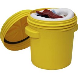 eurokraft basic Kit d'urgence anti-fuites, dans un fût de sécurité, capacité d'absorption 75 l, version pour huile, blanche