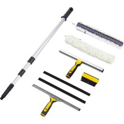 Vermop Kit de nettoyage des fenêtres TOPLOCK, tige télescopique, essuie-glaces, lave-vitres, format 350 mm