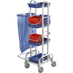 eurokraft pro Chariot d'entretien en inox, avec 2 seaux de 10 l, 1 seau de 6 l, roulettes en plastique