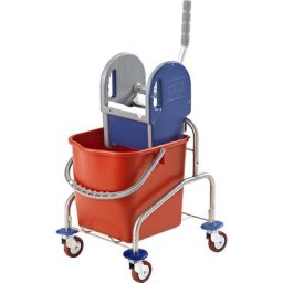 eurokraft pro Chariot d'entretien en inox, chariot à un seau de 25 l, roulettes métalliques