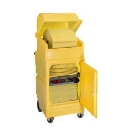 Kit d'urgence anti-fuites, dans un chariot d'entretien, version produits chimiques