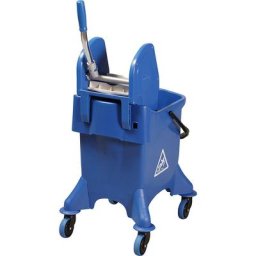 Chariot d'entretien, chariot à 1 seau de 30 litres, kit balai à franges Faubert