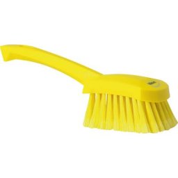 Vikan Brosse manuelle à manche court, souple, épissé, lot de 10, jaune