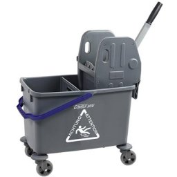 Chariot de nettoyage, chariot à 1 seau de 35 litres avec séparateur modulaire, roulettes pivotantes à bandage caoutchouc