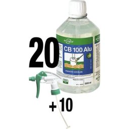 Bio-Circle Produit nettoyant industriel CB 100 aluminium, lot de 20 bouteilles de 0,5 l, 10 pulvérisateurs, produit dégraissant