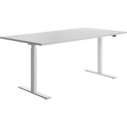 Topstar Bureau à réglage électrique de la hauteur, l x p 1800 x 800 mm, plateau gris clair, piétement blanc